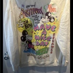 Disney vacation ready MICKEY MOUSE FULL ZIP HOODIE FRONT & BACK POSITIVE Large